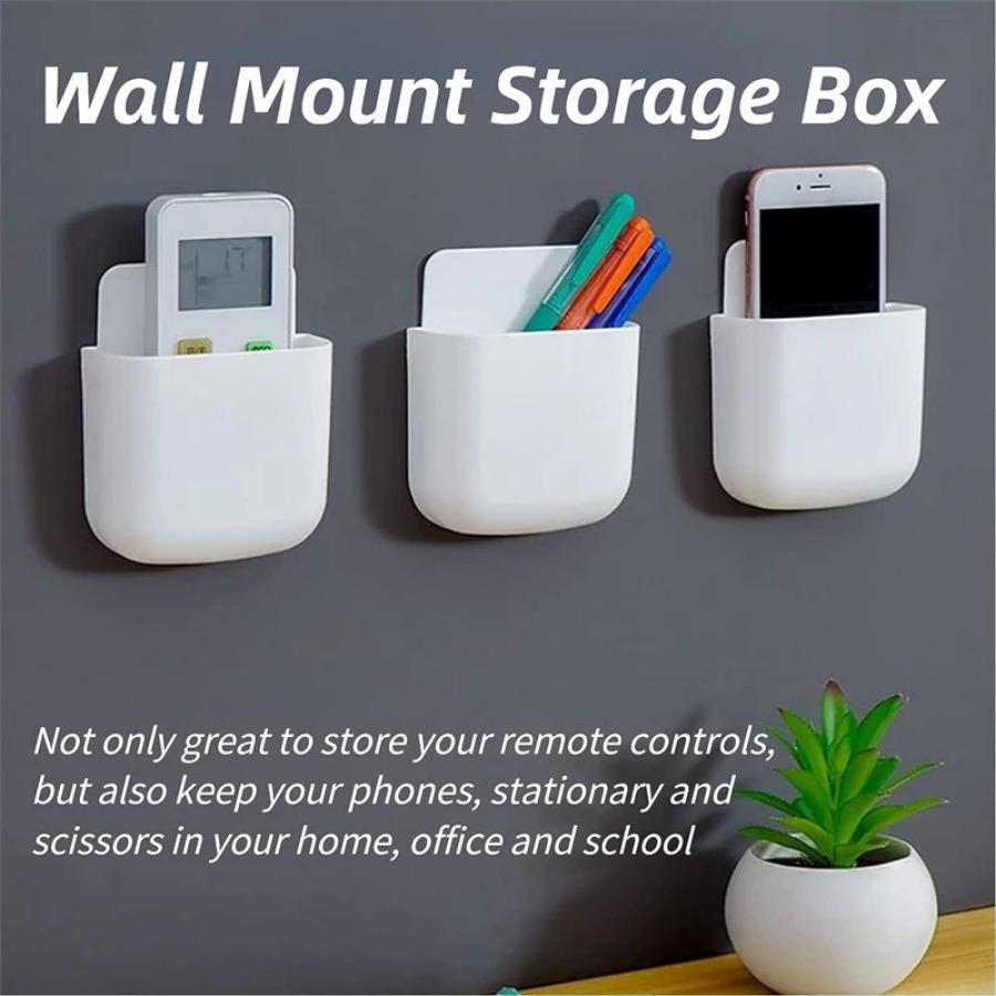 2pcs Wall-Mounted Storage Organizer for Remote Controls & Phones - Space-Saving Bedside Holder for Living Room, Storage Bins for Home Organization