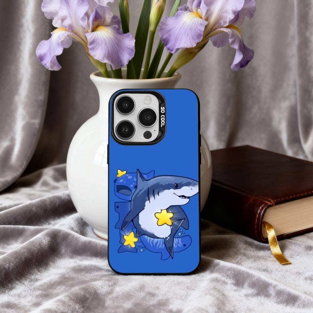 C-Cartoon S-Shark-K Phone Case For iPhone17,16,15,14,13,12,11 Plus,Pro Max Black Candy silver phone case