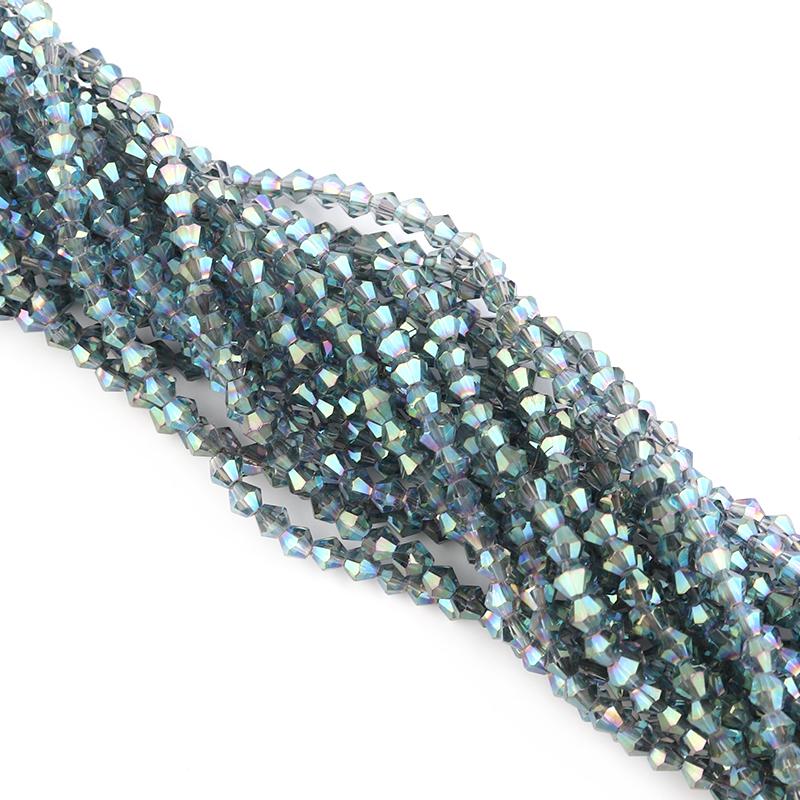 Apx 95pcs/Strand 4mm Shiny Crystal Beads Bicone Beads Faceted Glass Beads Loose Spacer Beads for Bracelet DIY Jewelry Making