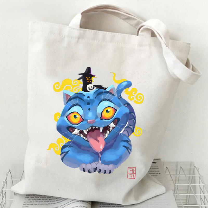 KPOP Skupina Lovců Démonů Taška z plátna s tygřím potiskem Jednoramenná taška crossbody pro studenty Denní nákupní taška tote