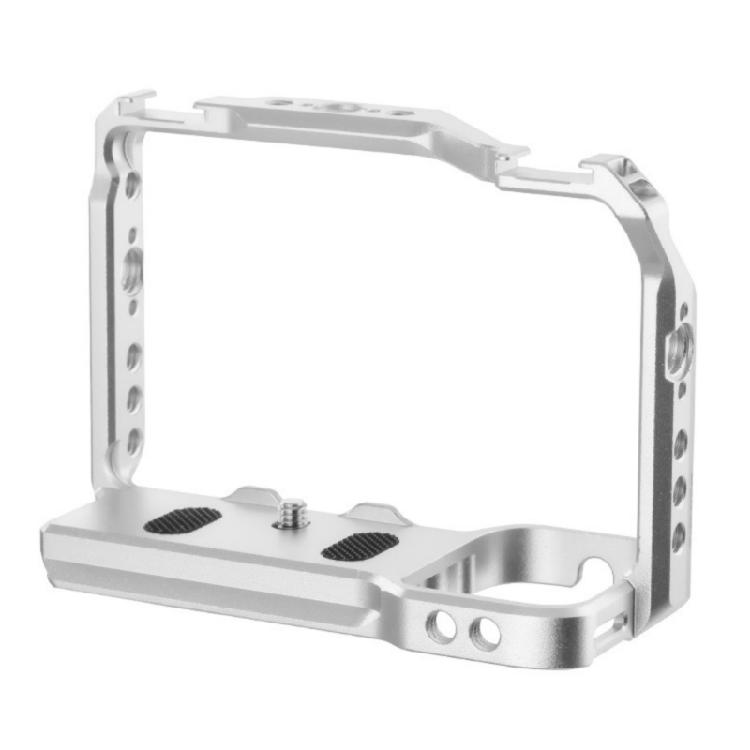 

Aluminum Camera Cage with Cold Shoe Mount 1/4 &3/8“ Thread For ZV-E1, Antislip Handle, Quick Release Base срібний