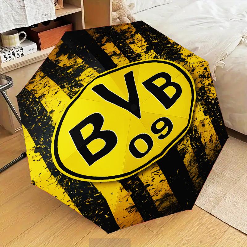 1Pz Ombrello Pieghevole Stampato Borussia Dortmund, Ombrello Automatico 8 Stecche per Viaggio, Campeggio, Regali per Fan, Regali di Natale