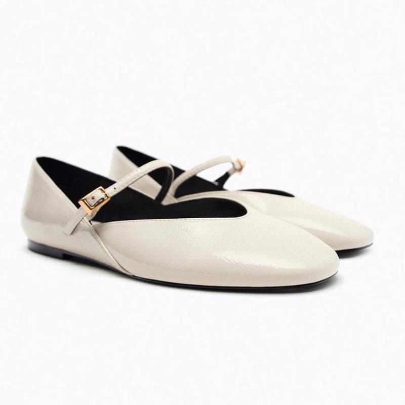 Fashion Red Women's Flats Round Toe Female Ballet Shoes Patent Leather Designer Female Mary Jane Shock Fashion Shoes for Women 2025 New