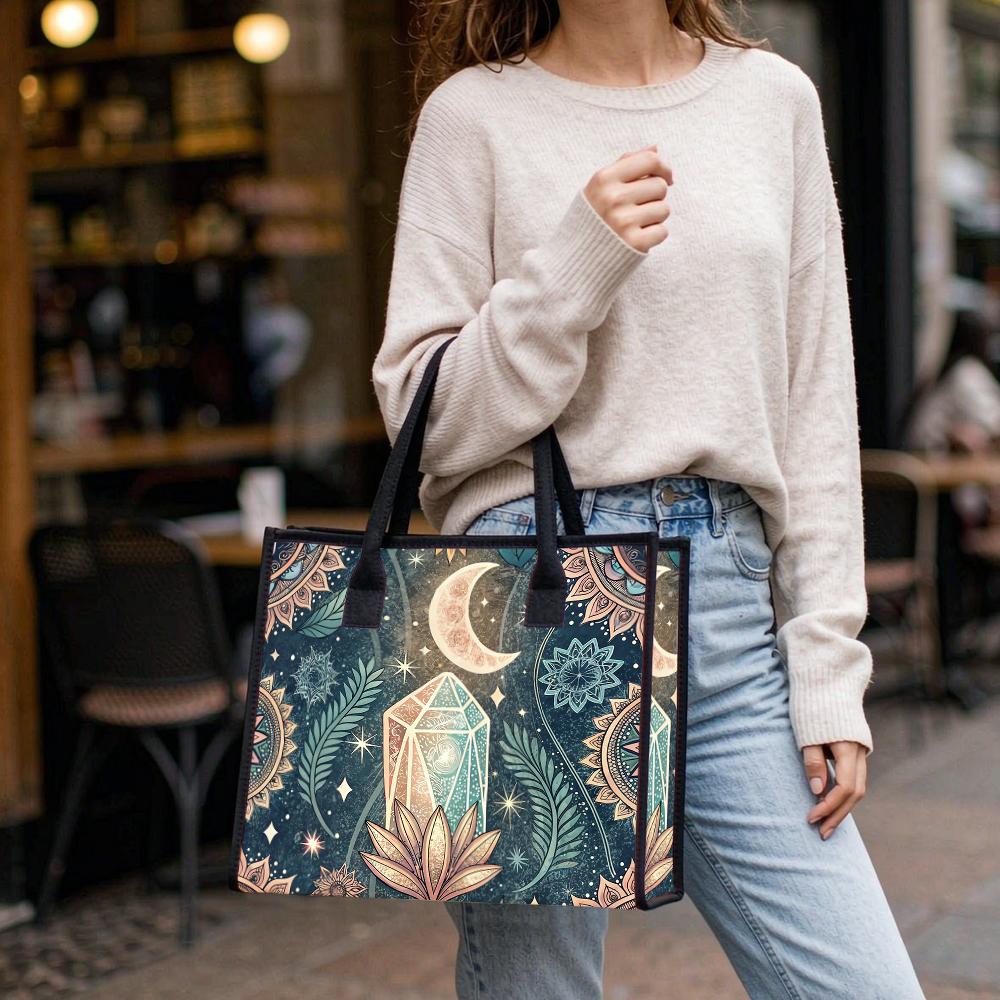 Bohemian Moon Crystal Pattern Tote Bag Casual Daily Use
