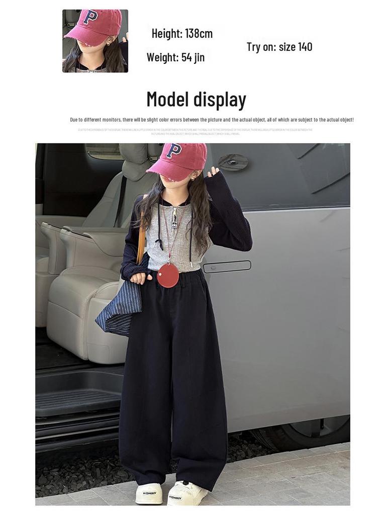 Girls' 2025 Autumn Casual Scimitar Pants: Versatile Korean Style for Big and Middle Kids