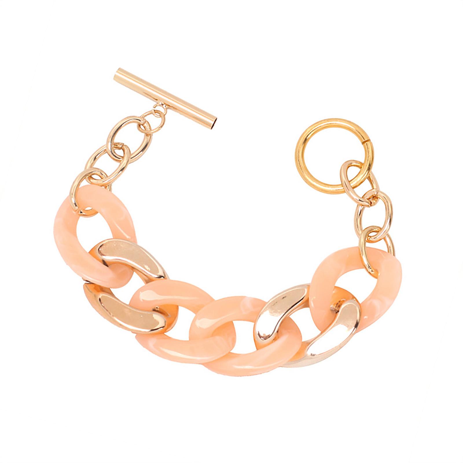 

Модный браслет-бенгл из смолы, браслет-цепочка конфетного цвета, ювелирное украшение на запястье для женщин, девушек, регулируемый браслет, ручная работа, подарок на день рождения розовый