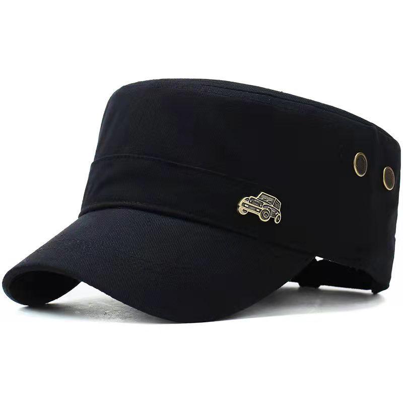 Pánská vojenská zelená kšiltovka s plochým vrškem a sluneční clonou se železným štítkem