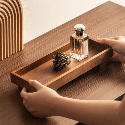 Solid Wood Japanese Style Wooden Tray High Feet Jewelry Storage Plate Desktop Shelf  Tea Table