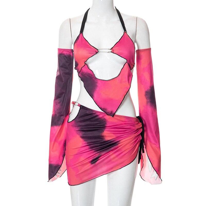 Set două piese Top tub Y2k și fuste mini Seturi asortate ținute sexy de club pentru femei 2022 Seturi de rochii de seară de club pentru ieșire