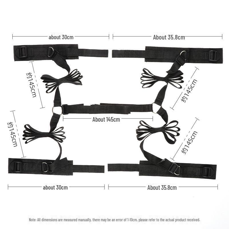 Miji SM Toys: Adult Bed Restraint Set - Hand & Leg Belts, 56 Pieces.