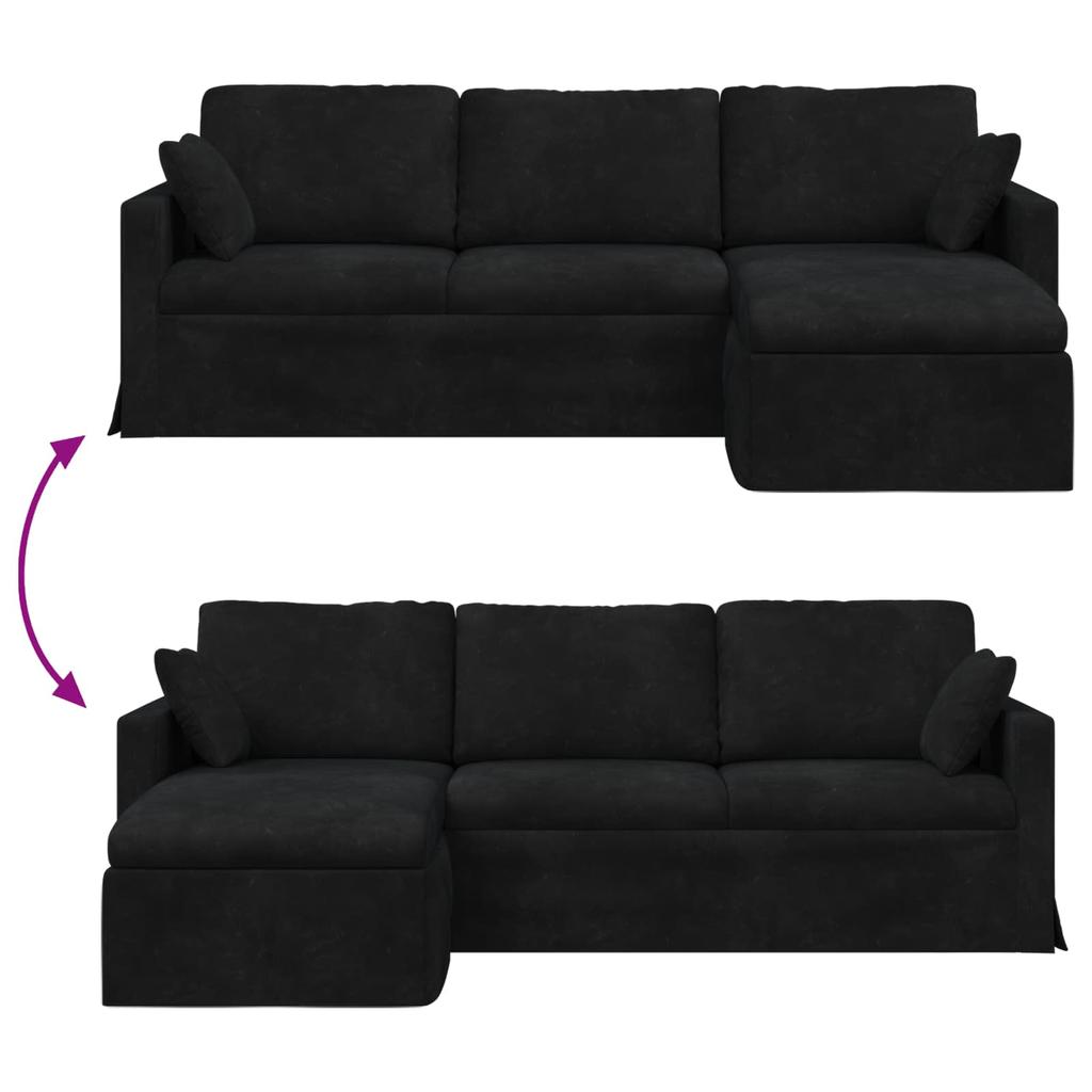 Sofa Black 228 X 134 X 80 Cm Velvet