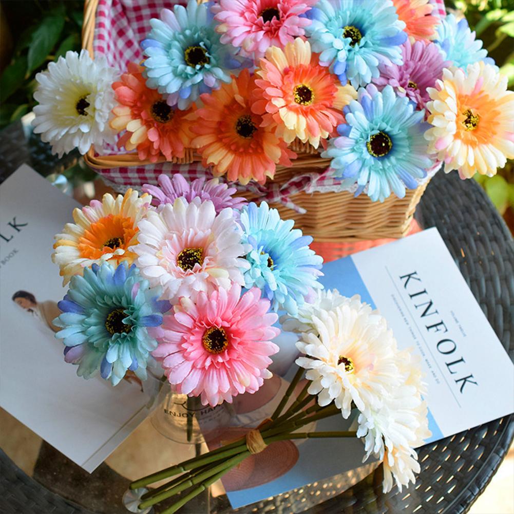 1pc/7pcs Silk Flower Home Decoration Flower Simulation Ornament Wedding Bouquet 7 sticks Random