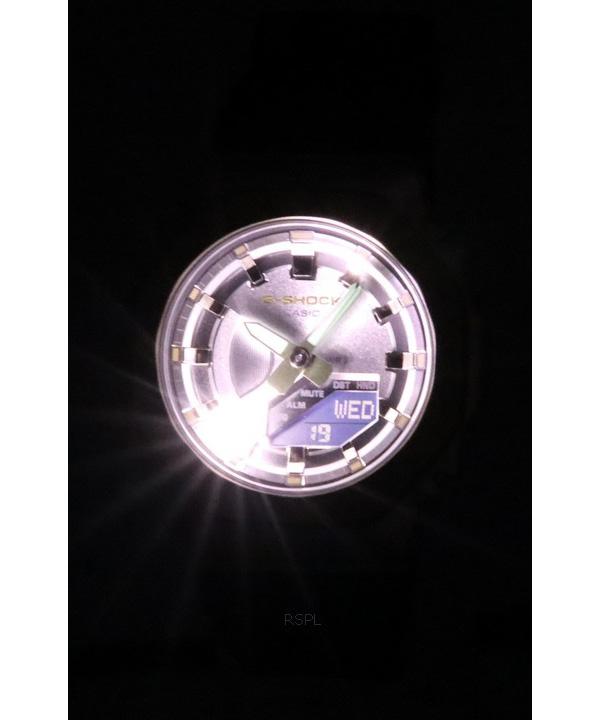 Casio Ceas de damă G-Shock, cu curea analogică digitală din rășină, placat cu metal, cadran argintiu, cuarț GM-S2100BC-1A 200M