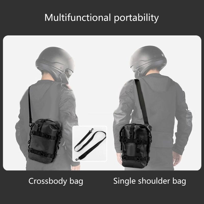 Modular Motorcycle Side Bag Convertible to Shoulder Pack with 8L Waterproof Interior & Anti Slip Mesh Compartment