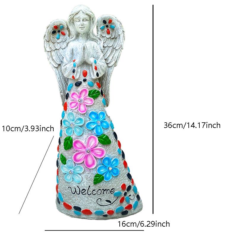 Solar-Powered Angel Lawn Ornaments - Outdoor Resin Garden Decorations