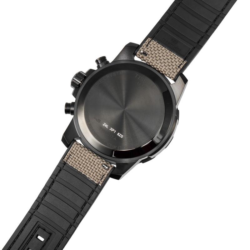 TISSOT Daring Collection Quartz Movement Men's Watch 45.5mm Black Dial Stainless Steel Case Fabric Strap T125.617.37.051.01