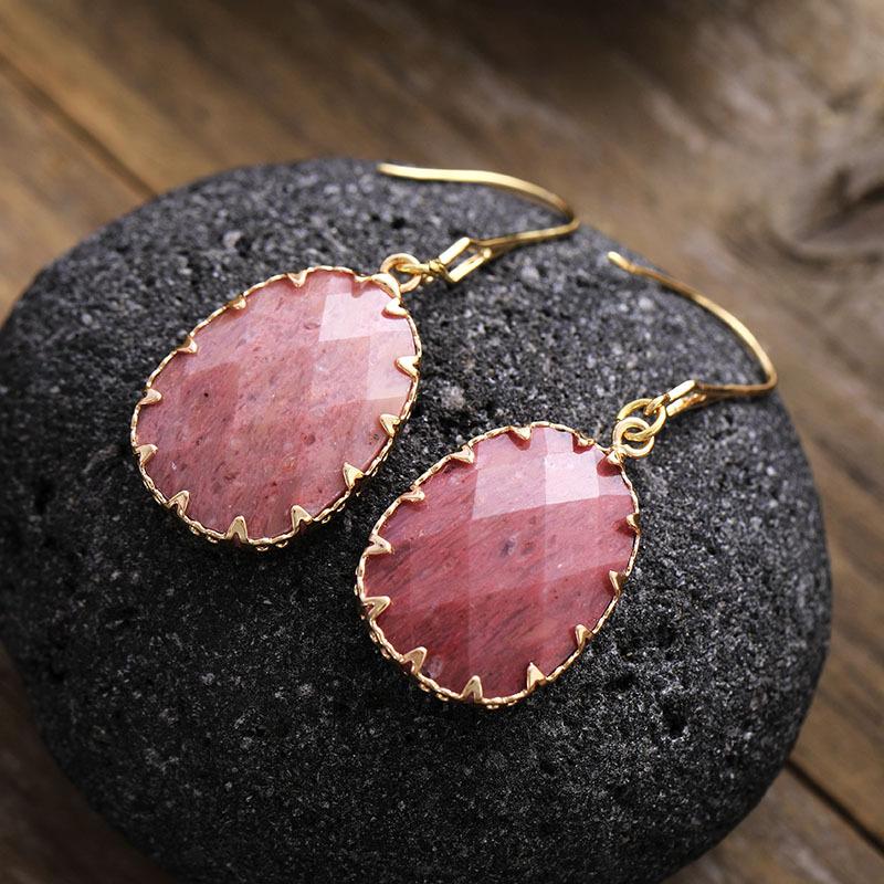 Luxury high quality new light luxury natural stone hemming creative ear hook earrings earrings European and American popular jewelry