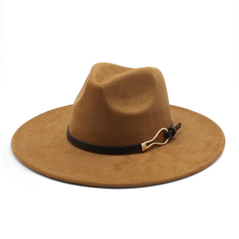 Flat-Brimmed Jazz Hat Season Big-Brimmed Peachheart Woolen Hat