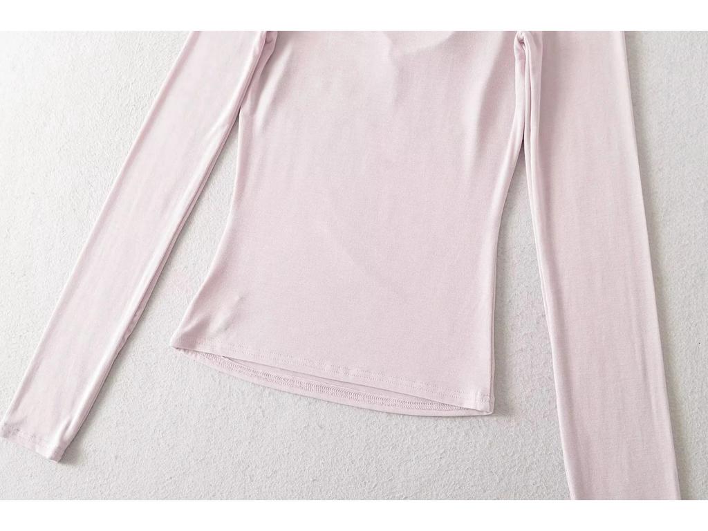 Women's Patchwork Lace Trim Slim Fit Long Sleeve T-Shirt for Spring/Autumn - Spicy Girl U-Neck Two-Piece Style