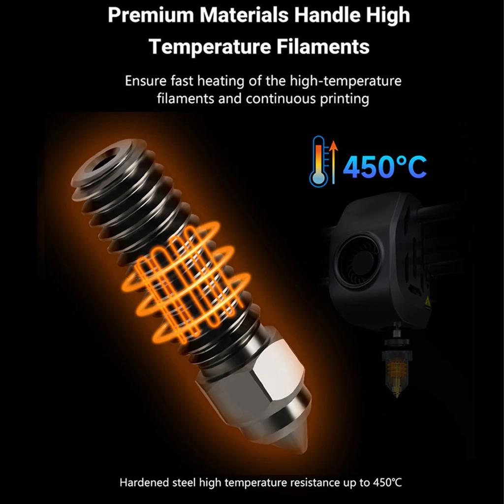 10Pcs Extruder Nozzle Kit 0.2 0.4 0.6 0.8 1mm Hardened Steel 3D Printer Nozzle Kit for K1 K1 Maximum
