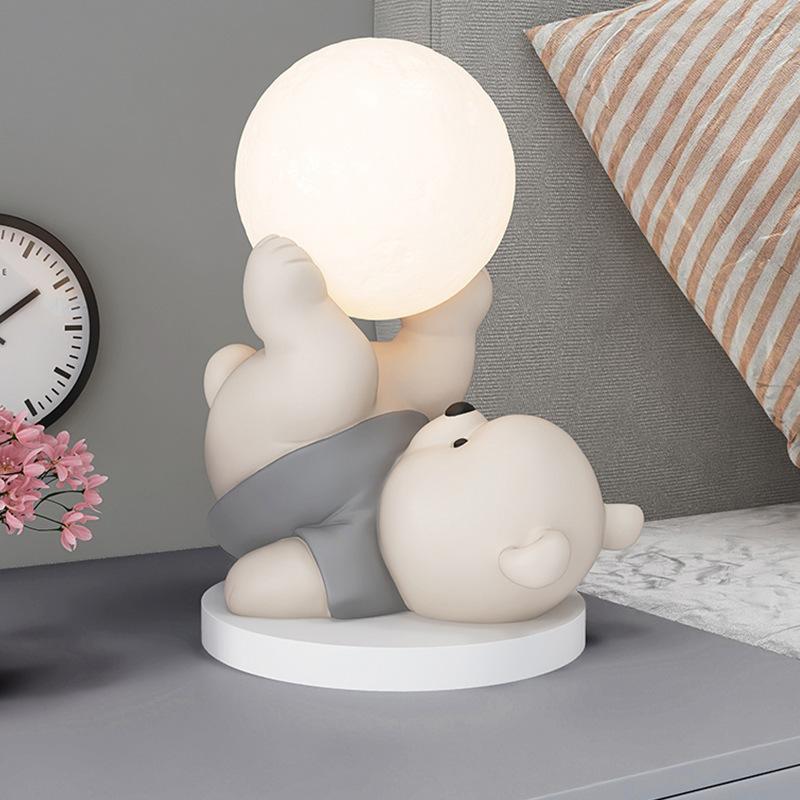 Heimdeko Niedlicher Bär Licht Statue Schreibtischdekoration Cartoon Tier Kleine Skulptur Nordisches Wohnzimmer Veranda Figur Raumdeko
