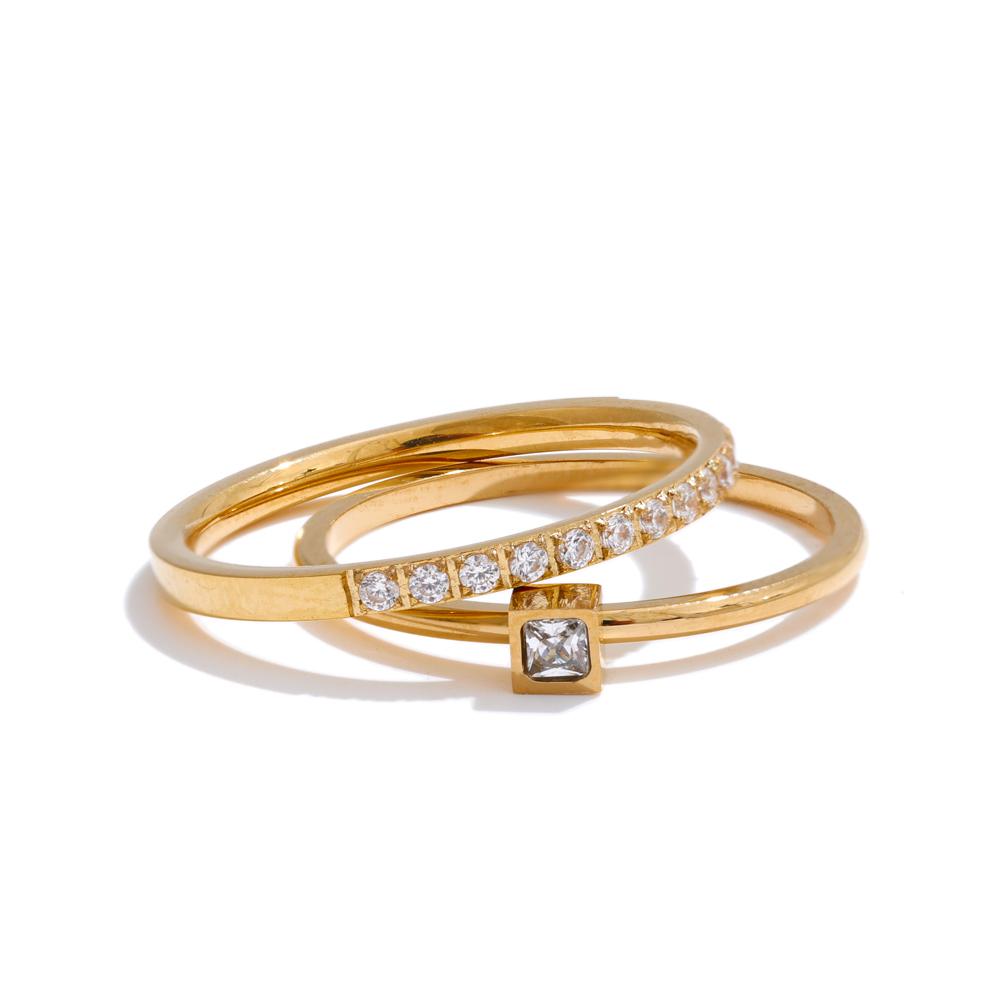 

Yhpup 1 Set Size 6789 Delicate Cubic Zirconia Stackable Ring 18K Golden PVD Plated Stainless Steel High Quality Finger Jewelry 6