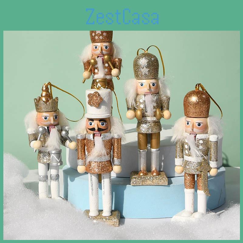 5pcs Nutcracker Christmas Decorations Christmas Nutcracker Ornaments Wooden Nutcracker Hanging Decorations For Christmas Tree Figures Puppet Toy Gifts