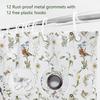 Frühlingsblumen Vögel Duschvorhänge Wilde Natur Gras Blätter Schmetterling Botanisch Wasserdicht Waschbarer Stoff Moderne Ästhetik