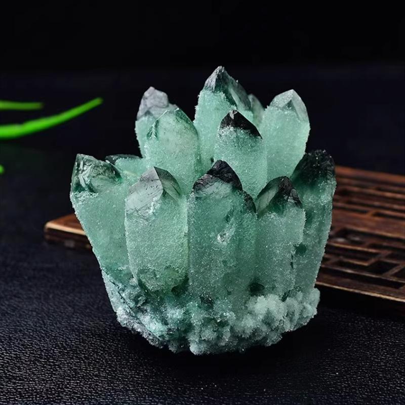 Green & White Crystal Cluster: Raw Stone Ornament for Purification, Home Decor & Jewelry Gift