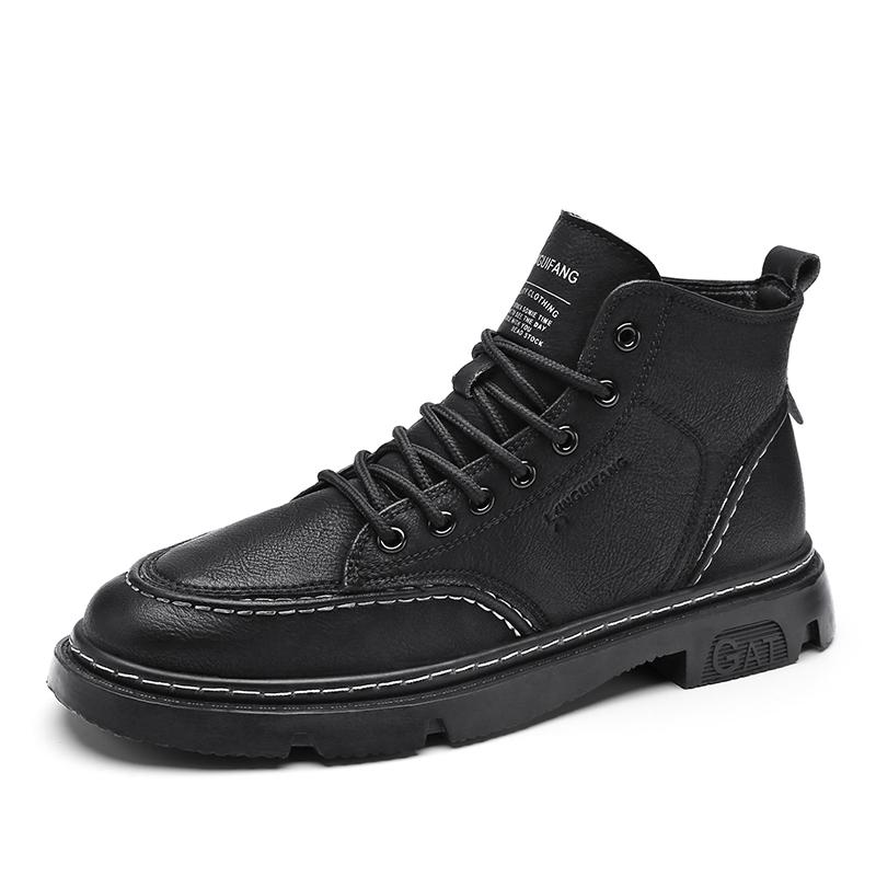 

Модная Роскошная Мужская Обувь До Щиколотки Ретро Британские Ботинки с Высоким Голенищем Модная Мужская Обувь из Высококачественной Кожи Новые Уличные Мужские Мотоциклетные Ботинки 39 чёрный