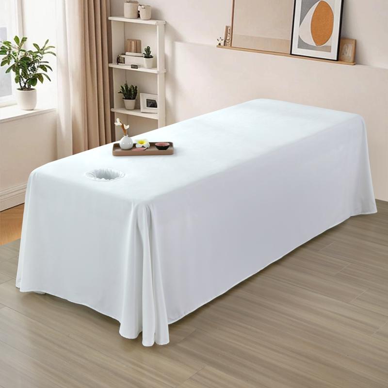 Universal White Beauty Bed Sheet with Face Hole - Elegant Massage Table Cover
