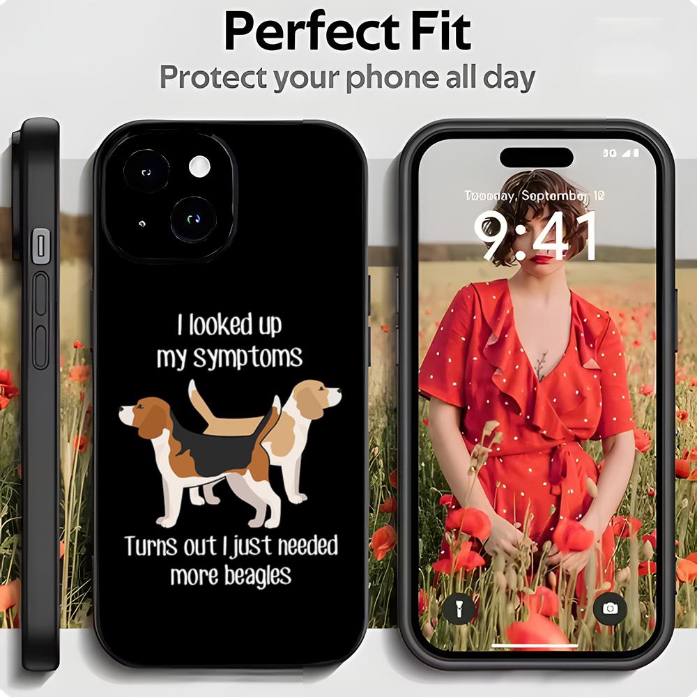Cute Domestic Dog Breed Beagle Phone Case Black Matte Thin Phone Case For iPhone17 16 15 14 13 ProMax
