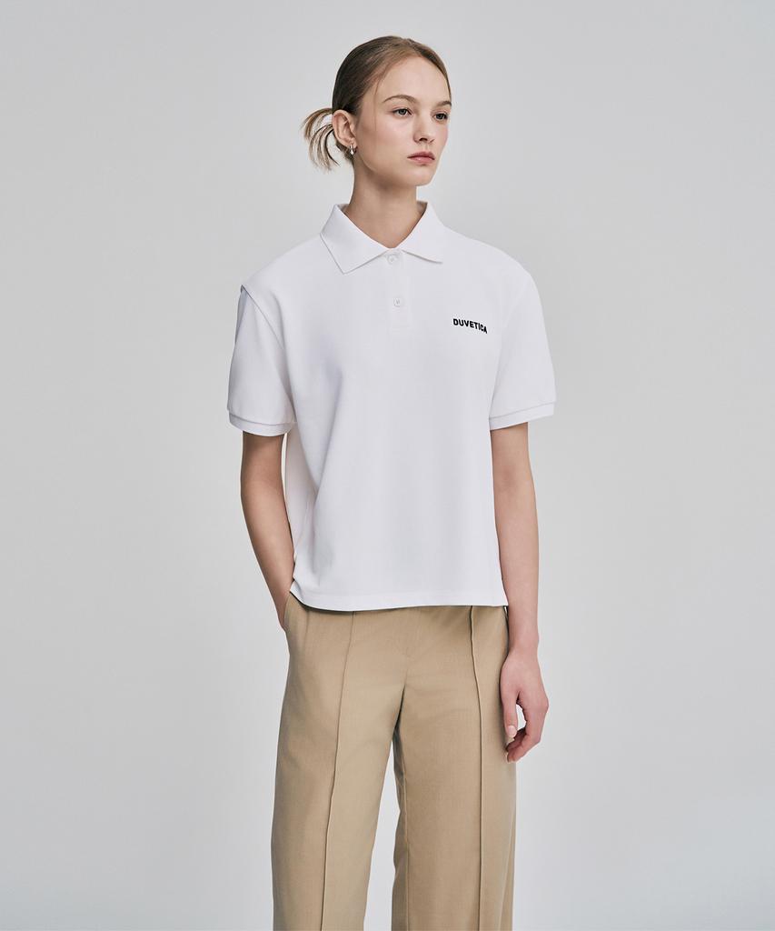 DUVETICA Le Sud (Light Ivory) (Women'S Short-Sleeve Collared T-Shirt)