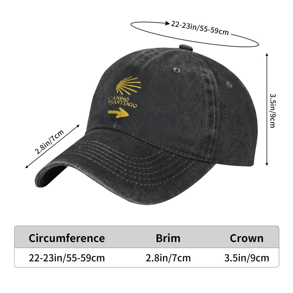 Camino Des Santiago Baseball Cap Vintage Distressed Denim Shells The Way Movie Snapback Cap Unisex Style Adjustable Fit Hats Cap