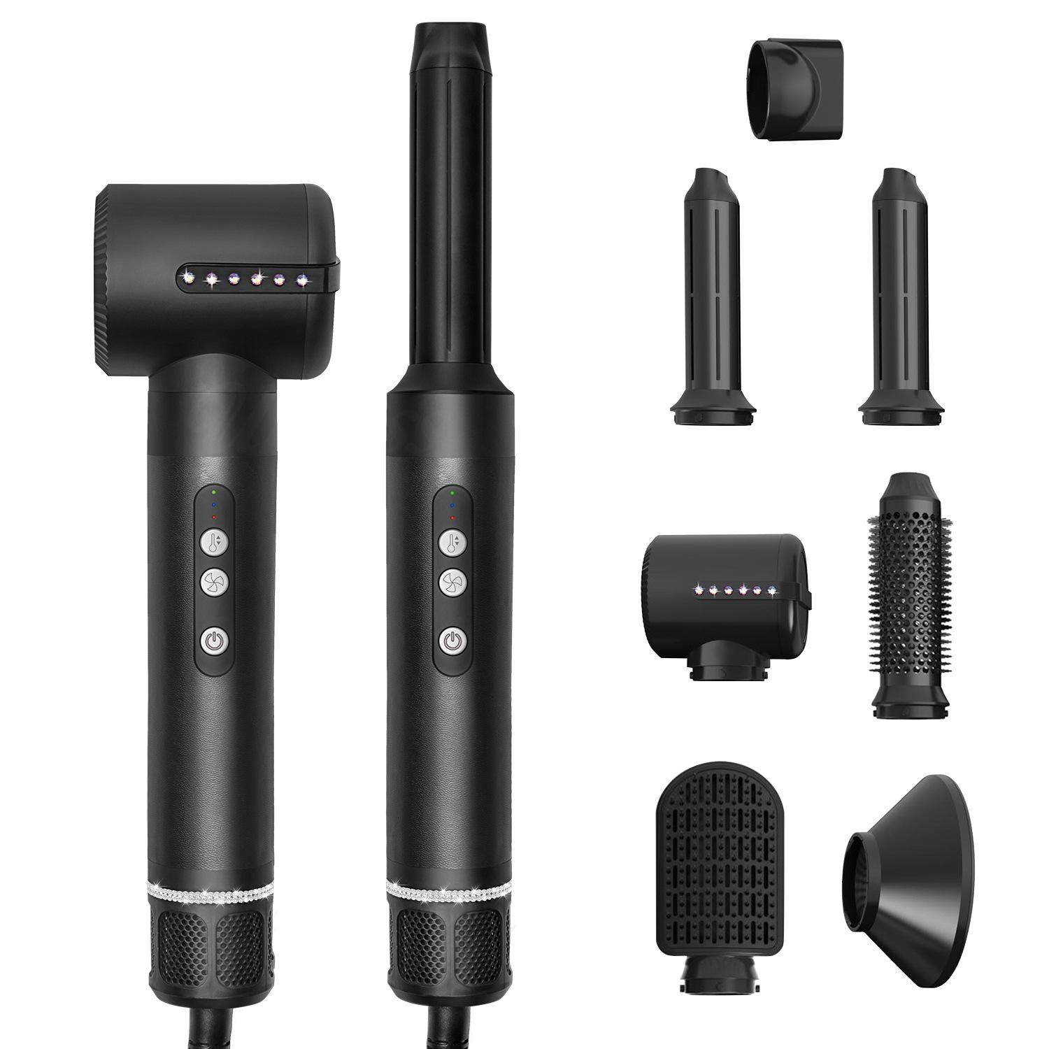 

Многофункциональная расческа 7 в 1 с горячим воздухом, широкий выбор аксессуаров, автоматическая завивка, расческа для сушки феном, расческа для выпрямления волос, черная Black EU