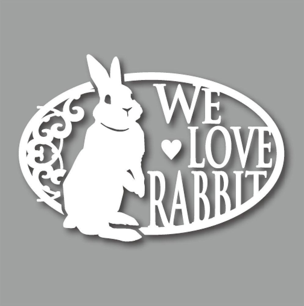 

Rabbit Sticker, Well, Grass, Standing Ears, White белый