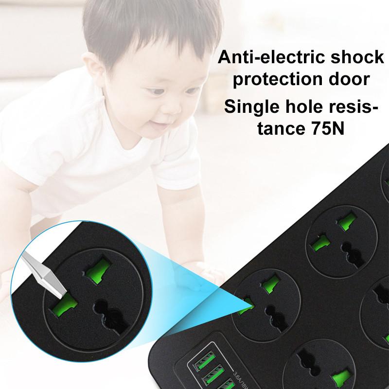 2500w3000w Universal Strip Power 2m Extension Cord Socket 346 Way Uk Plug Fast Charging Power Board