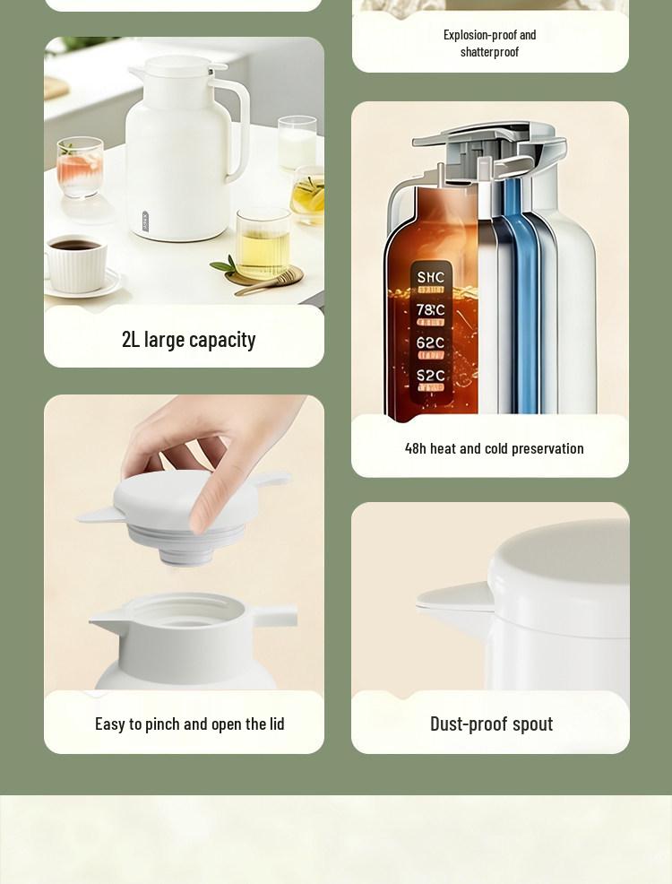 Large Capacity Thermos with 72-Hour Heat Retention, Glass-Lined Insulation - 2026 Model