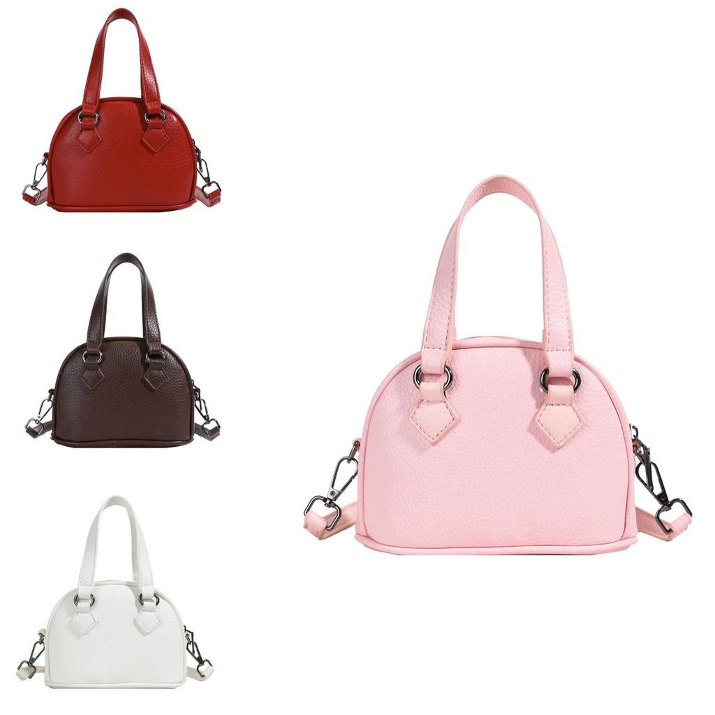 Simple Solid Stylish Color Unisex Shoulder Bag Shellshaped Childrens Handbag