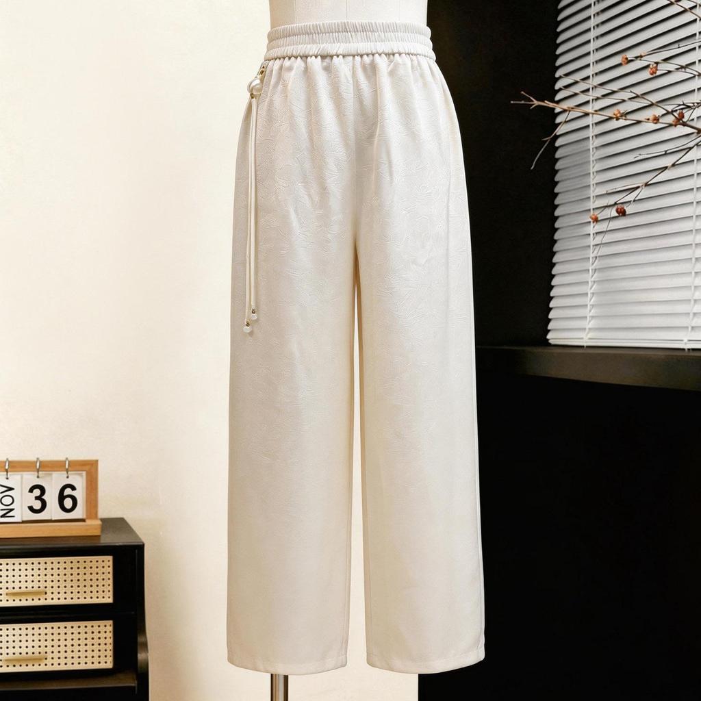 Lightweight Elastic Waist Wide Leg Pants for Middle-Aged and Elderly Women