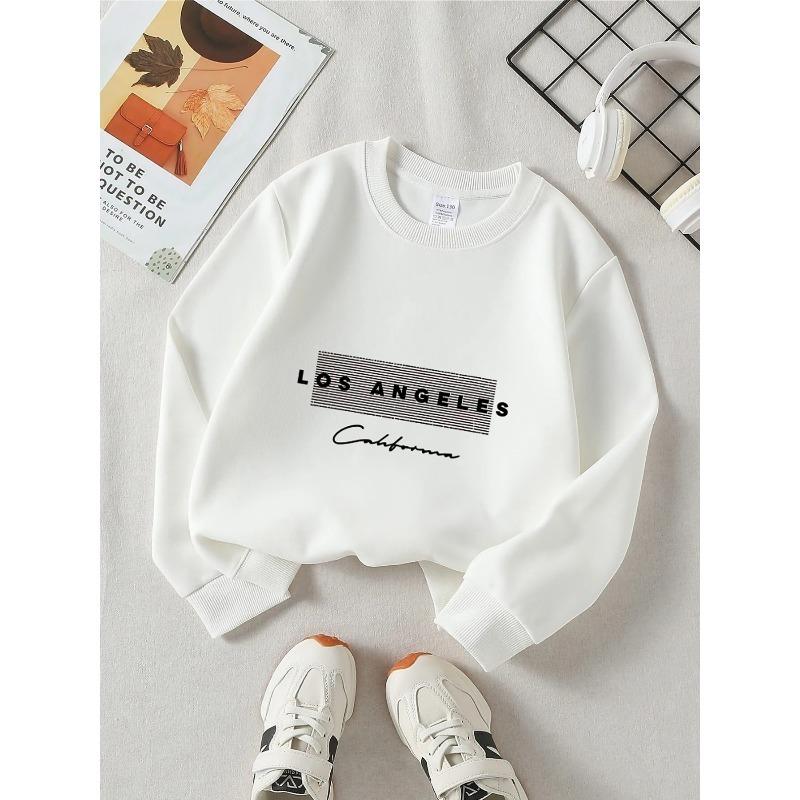 European sizes Crewneck Sweatshirt for Kids Featuring a Los Angeles California Design,Ideal for Sports And Casual Wear, Soft And Comfy