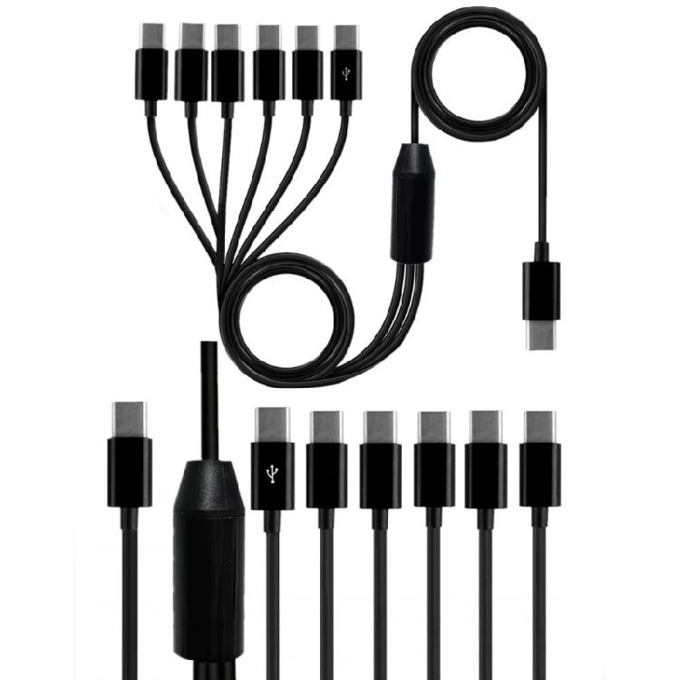 Portable Type C Adapter Cord Male to 2xMale or 3xMale Splitter Cable Wire for Various Charging and Data Sync Black
