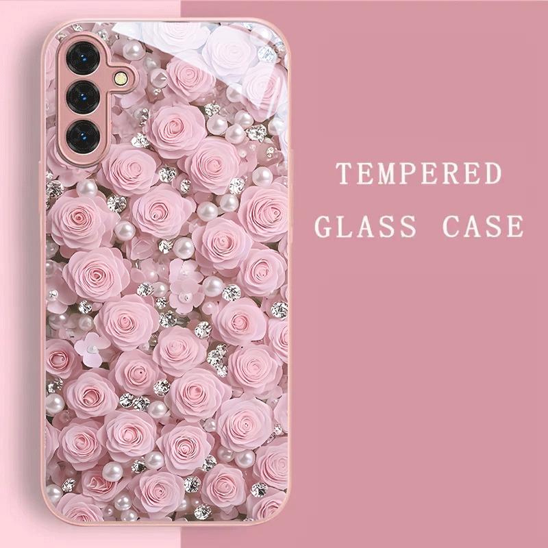 Flowers Hot-selling Exquisite Beautiful  PhoneCase Glass PhoneCase for Samsung Galaxy S26 S25 S24 S23 S22 S21 FE,Ultra,Plus