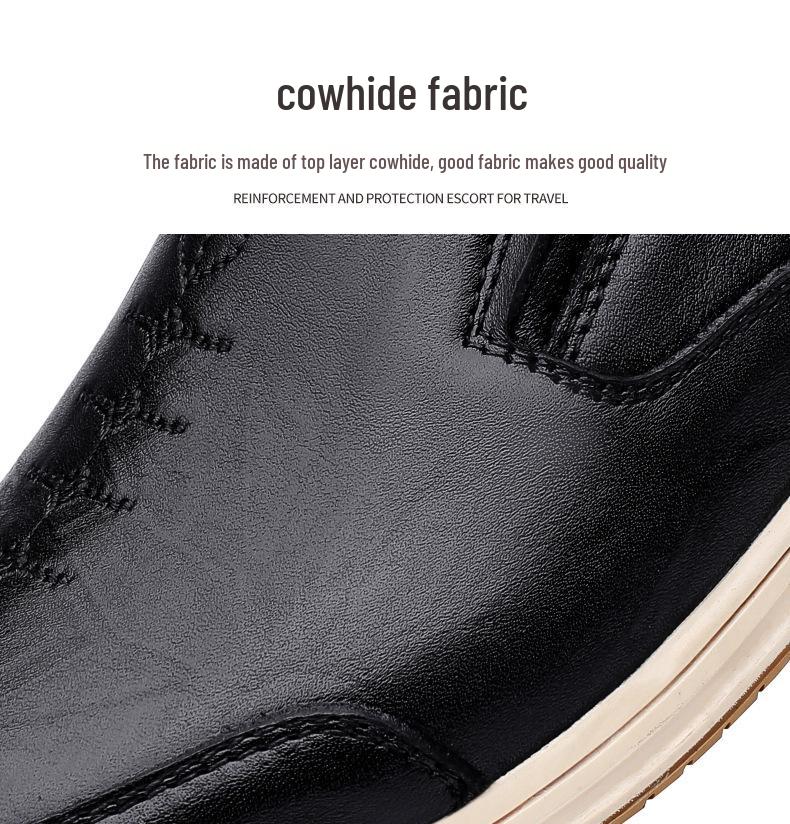 Men's Handmade Slip-on Leather Shoes: Comfortable, Non-slip, Breathable, Soft Sole, Casual Large Size.