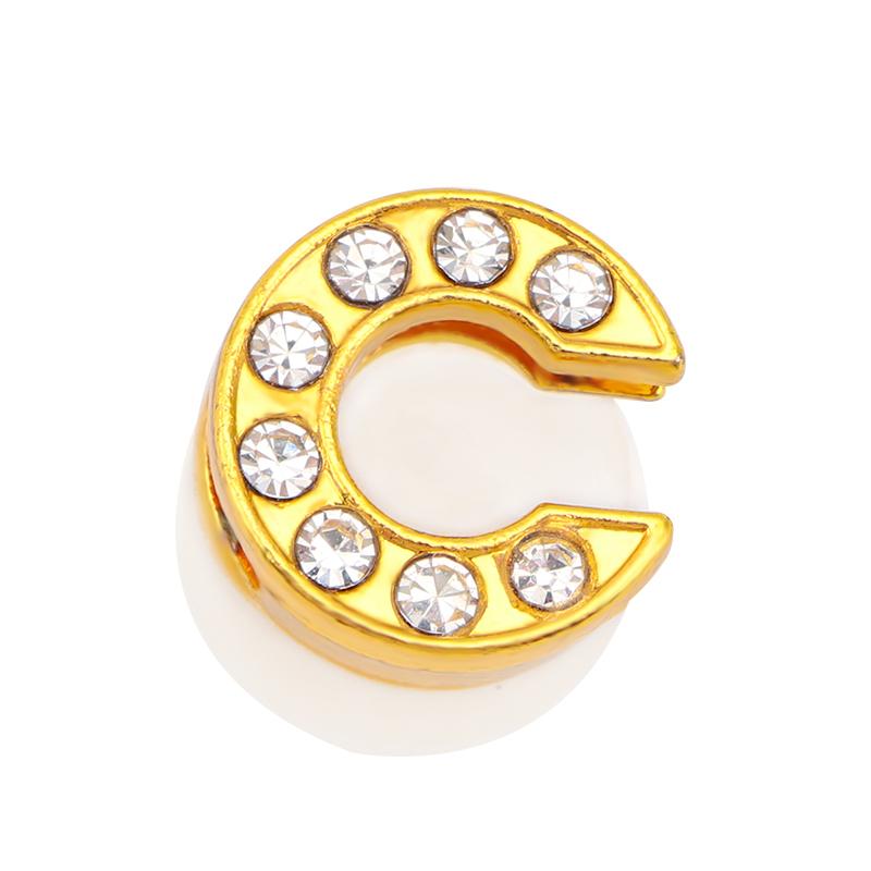 New Gold Letter Alphabet Shoes Charms Metal Button Rhinestone Crown Shoe Decorations Garden Shoes Accessories for Women Man 1PCS