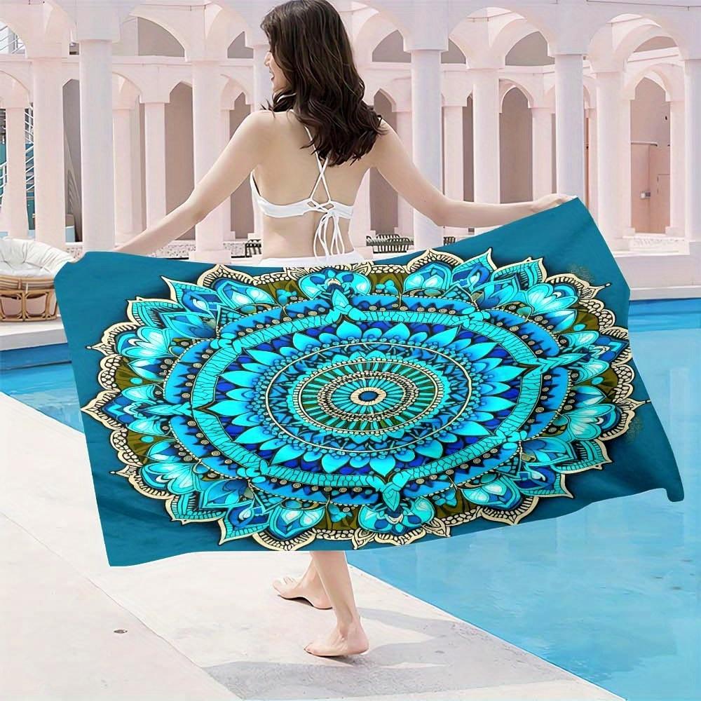 1 Stück Weißes Mandala-Print Mikrofaser Strandtuch - Übergröße Schnelltrocknend Leicht Sandfrei Yogamatte & Decke für Reisen, Pool