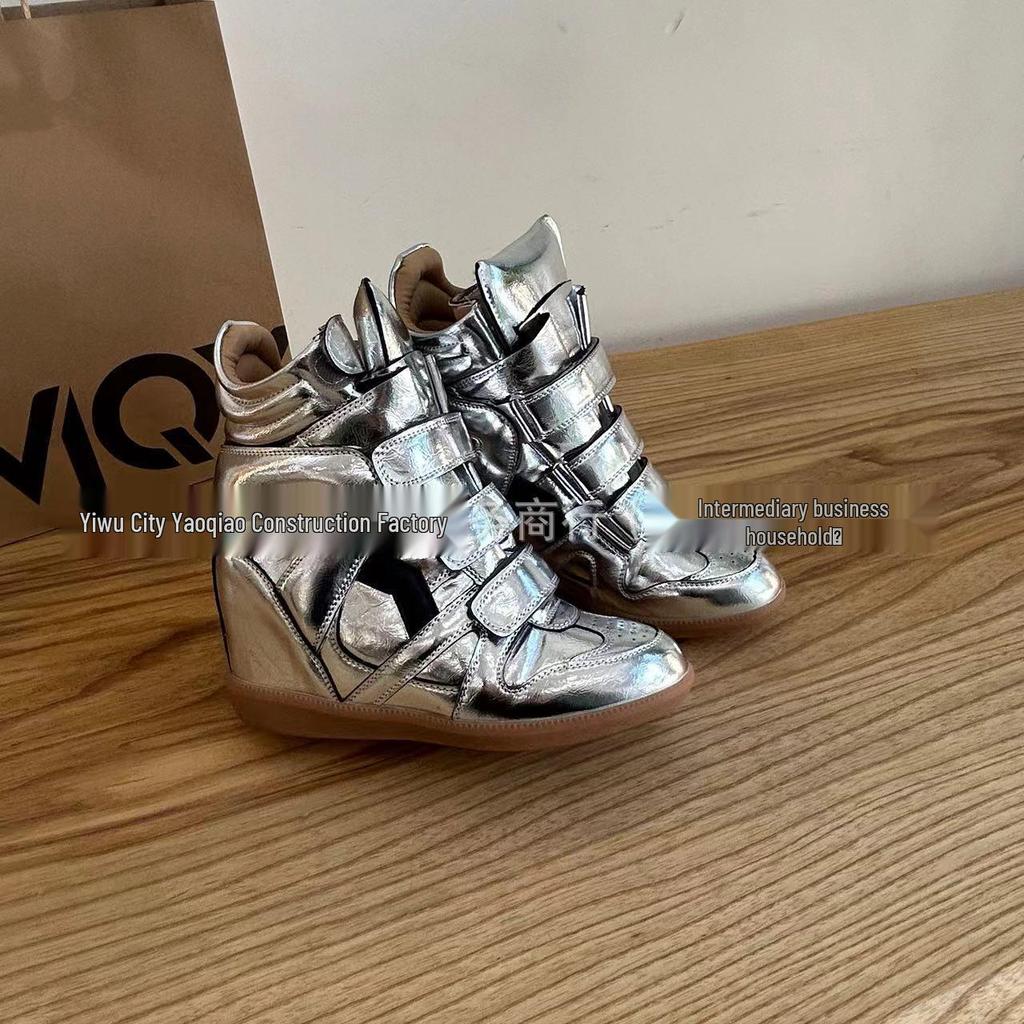 Simedeng FASTTRACK Genuine Leather Wedge Sneakers - Color Block Women's Casual Sports Style