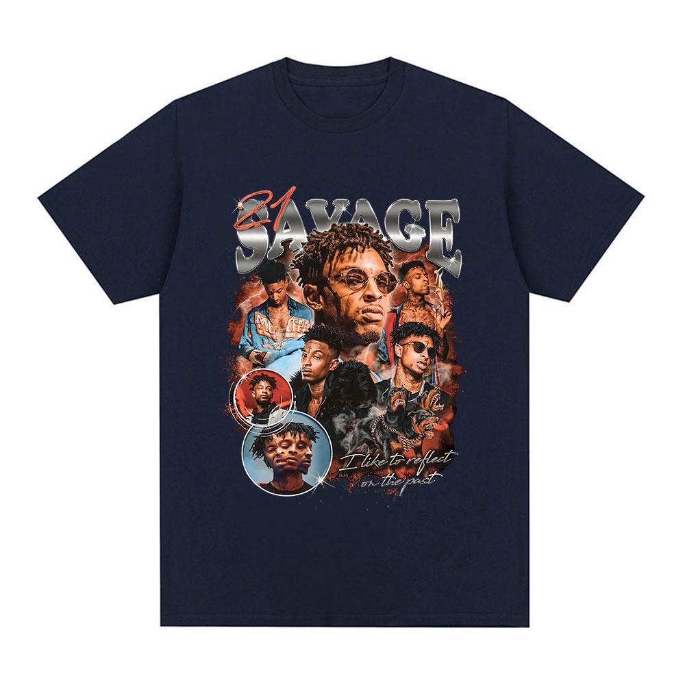 Rapper 21 Savage Grafik T-Shirt Unisex Damen Vintage Hip Hop T-Shirt Baumwolle Lässig Locker Übergröße Kurzarm T-Shirts Geschenk für Fans