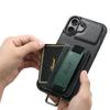 SUTENI H13 For iPhone 16 Case Card Holder Wristband Waxy Texture Leather+TPU+PC Cover