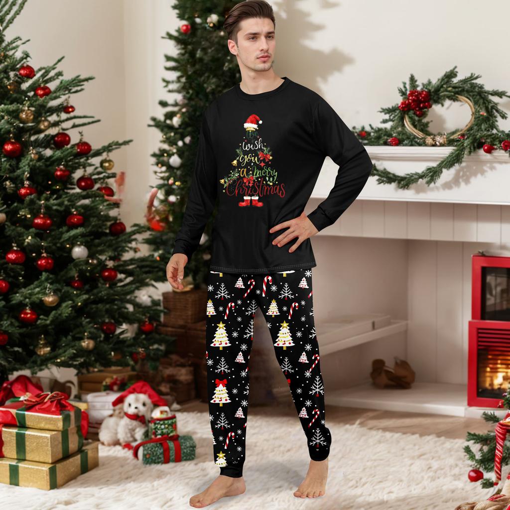 Druk Piżamy Słodki Zestaw Rodzinny, Ubrania Domowe, Zestaw Rodzinny Top z Długim Rękawem Spodnie